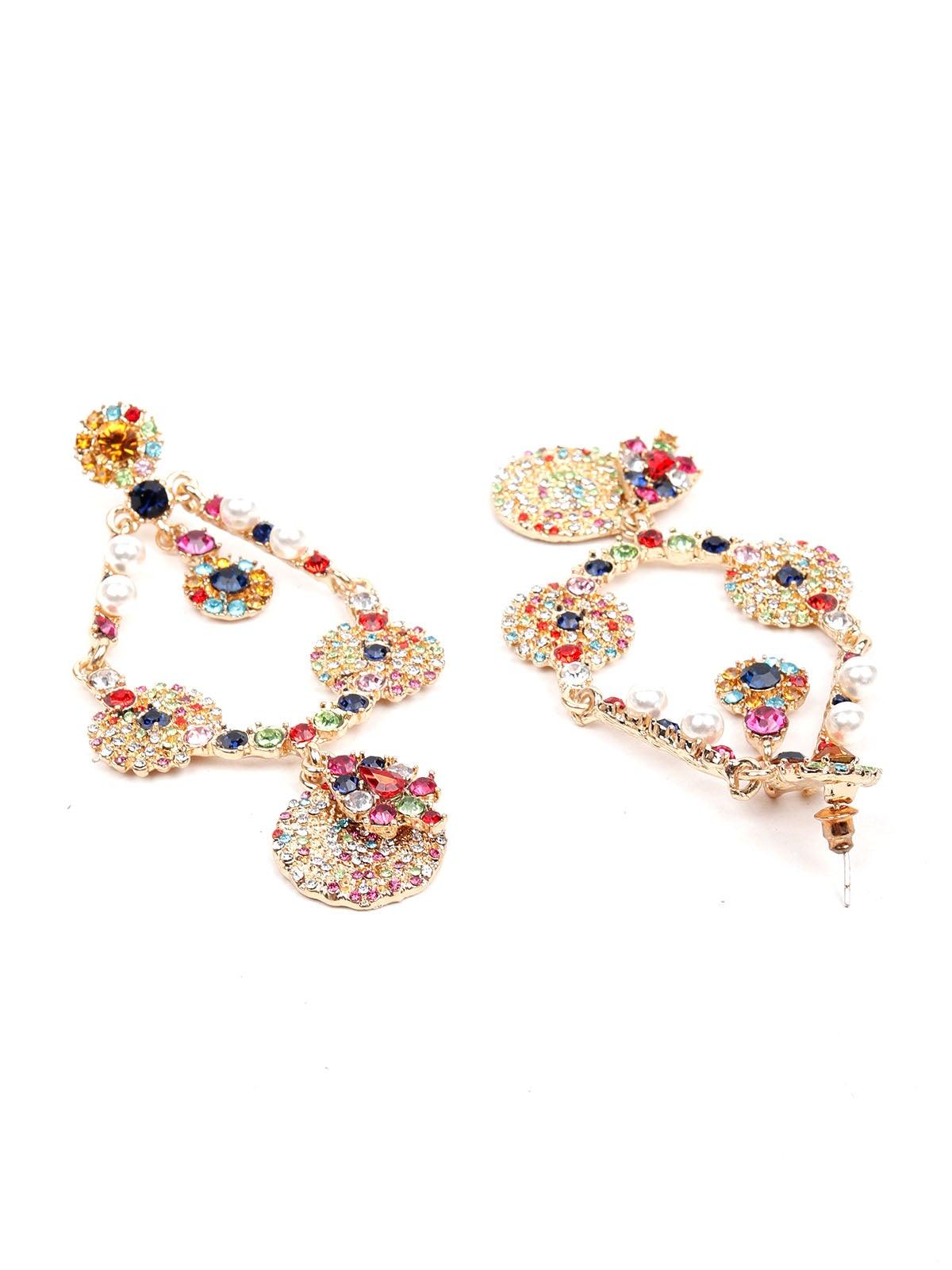 Women's Exquisite Multicoloured Gemstone Crystal Drop Earring