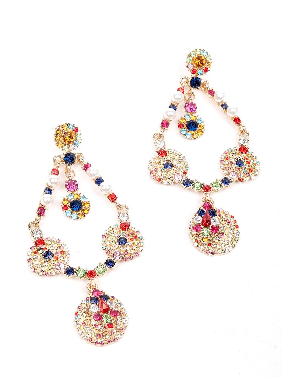 Women's Exquisite Multicoloured Gemstone Crystal Drop Earring