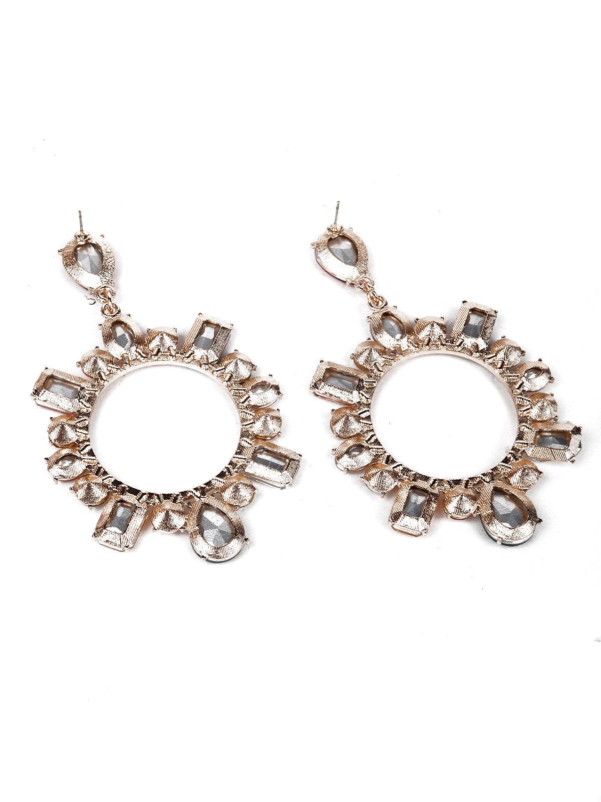 Women's Exquisite Multicoloured Gemstone Embellished Hoop Earring