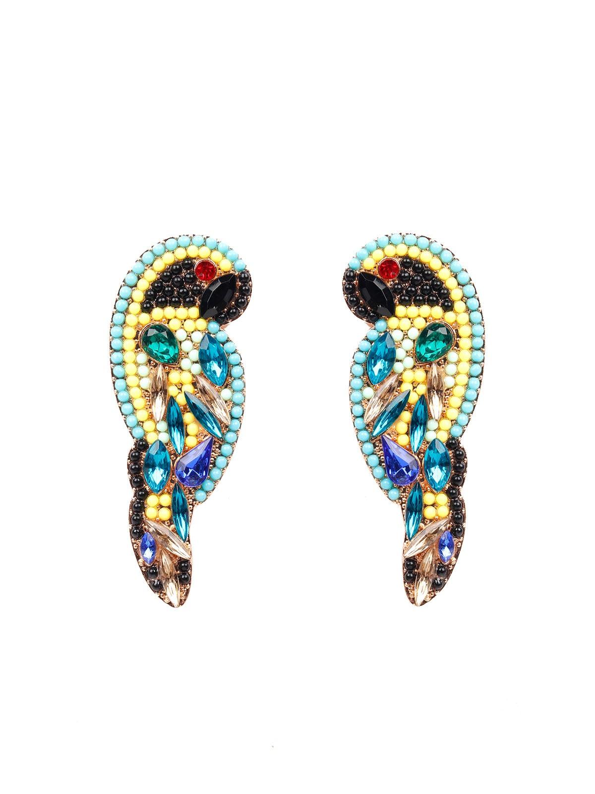 Women's Exquisite Parrot Shaped Multicoloured Beaded Earring