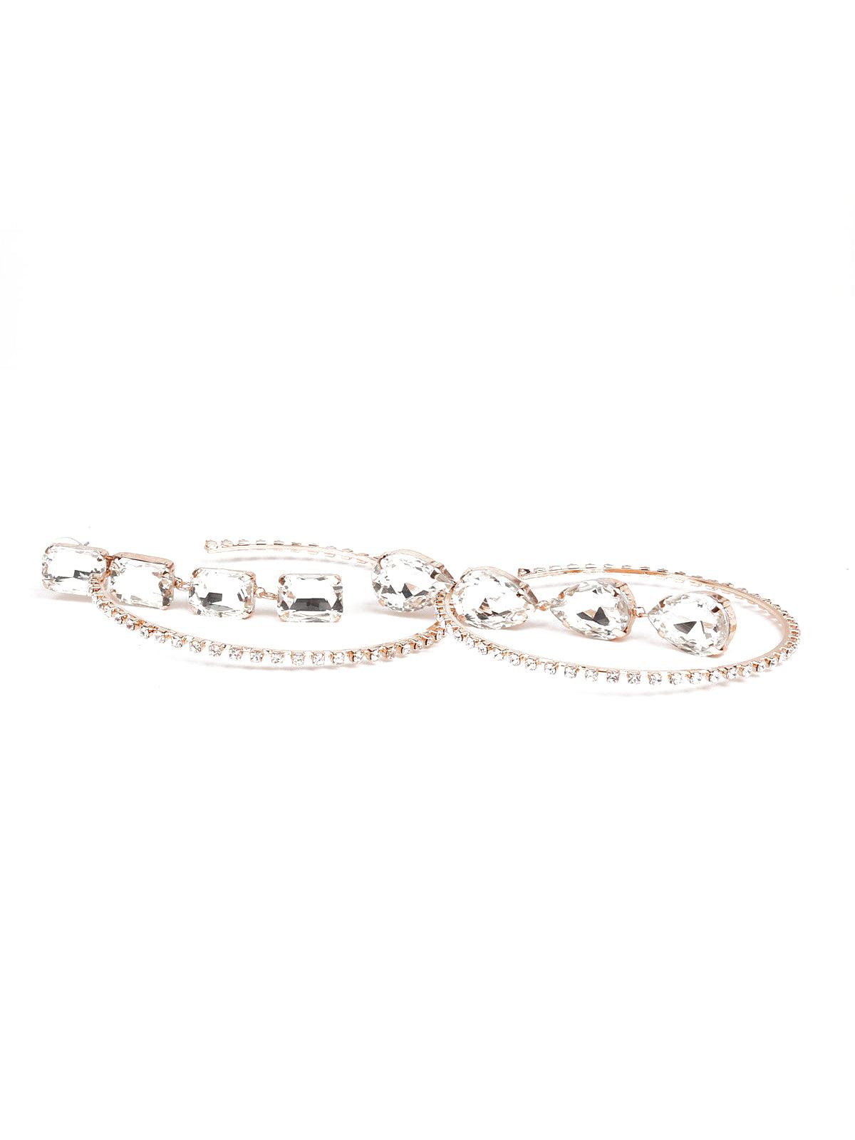 Women's Exquisite Studded Drop-Hoop Earring