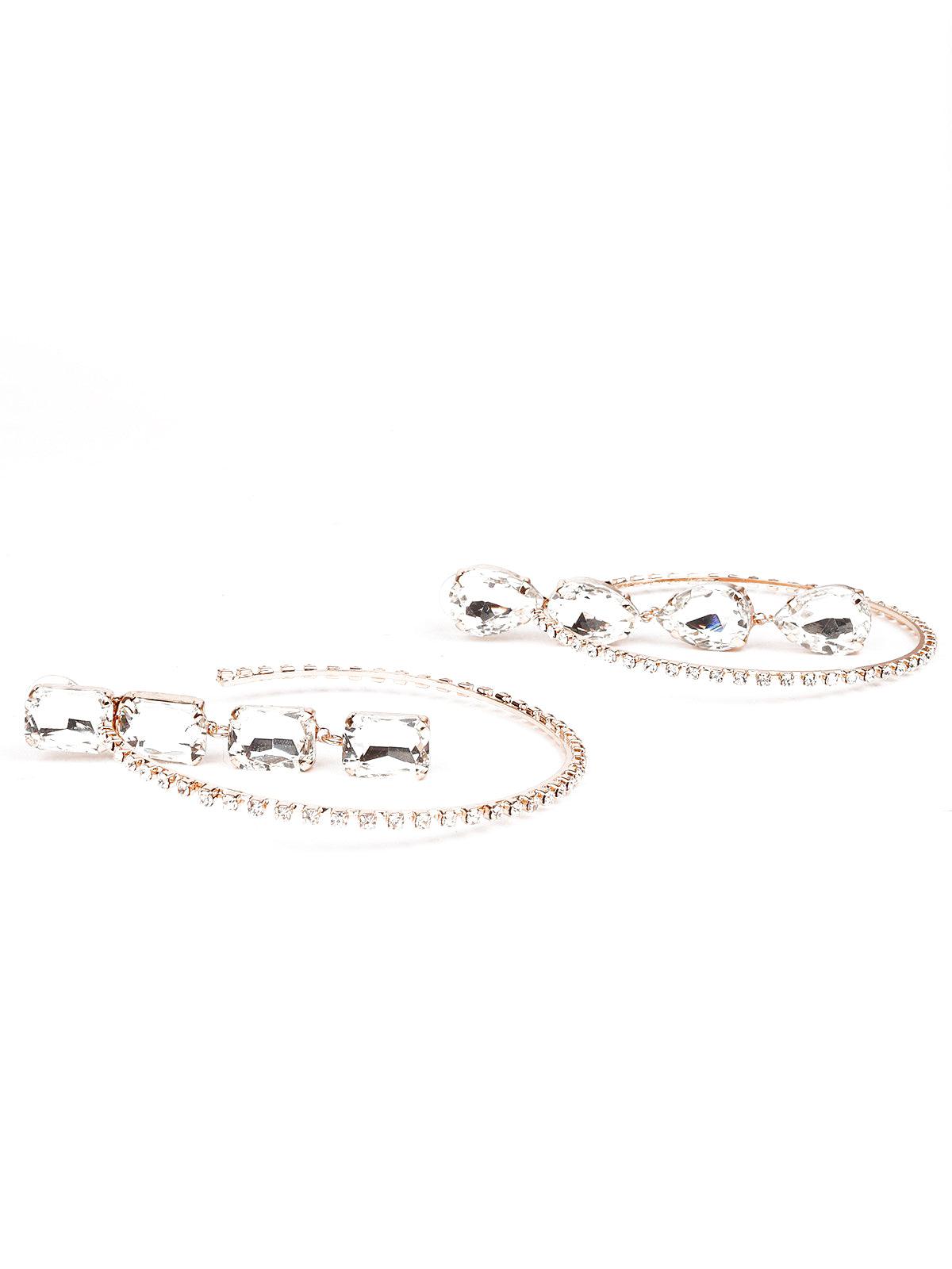 Women's Exquisite Studded Drop-Hoop Earring