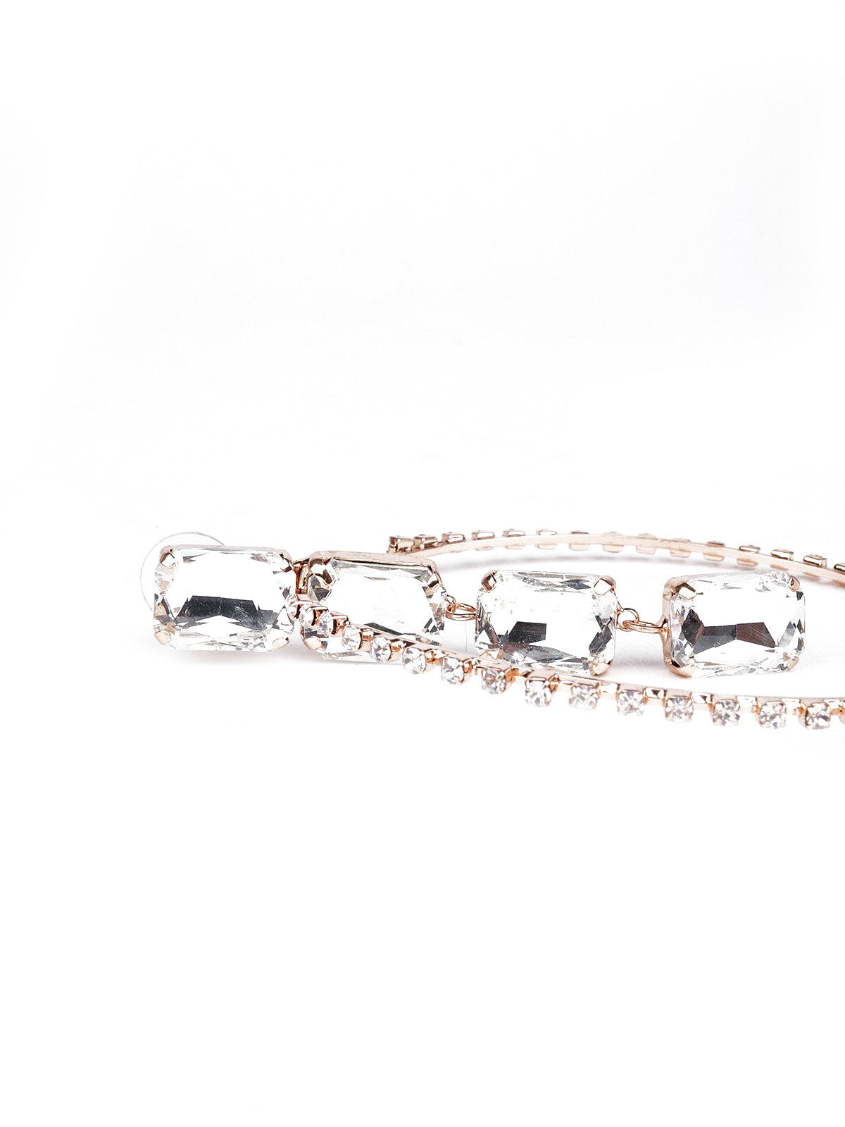 Women's Exquisite Studded Drop-Hoop Earring