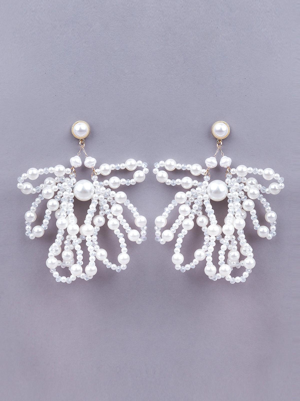 Women's Exquisite White Beaded Drop Earrings