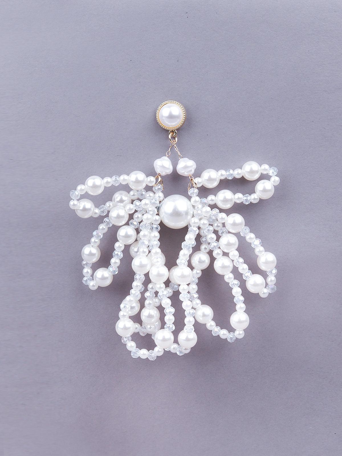 Women's Exquisite White Beaded Drop Earrings