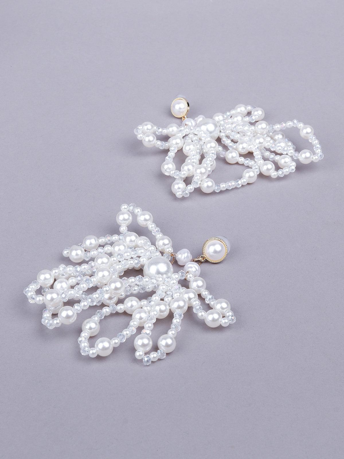 Women's Exquisite White Beaded Drop Earrings