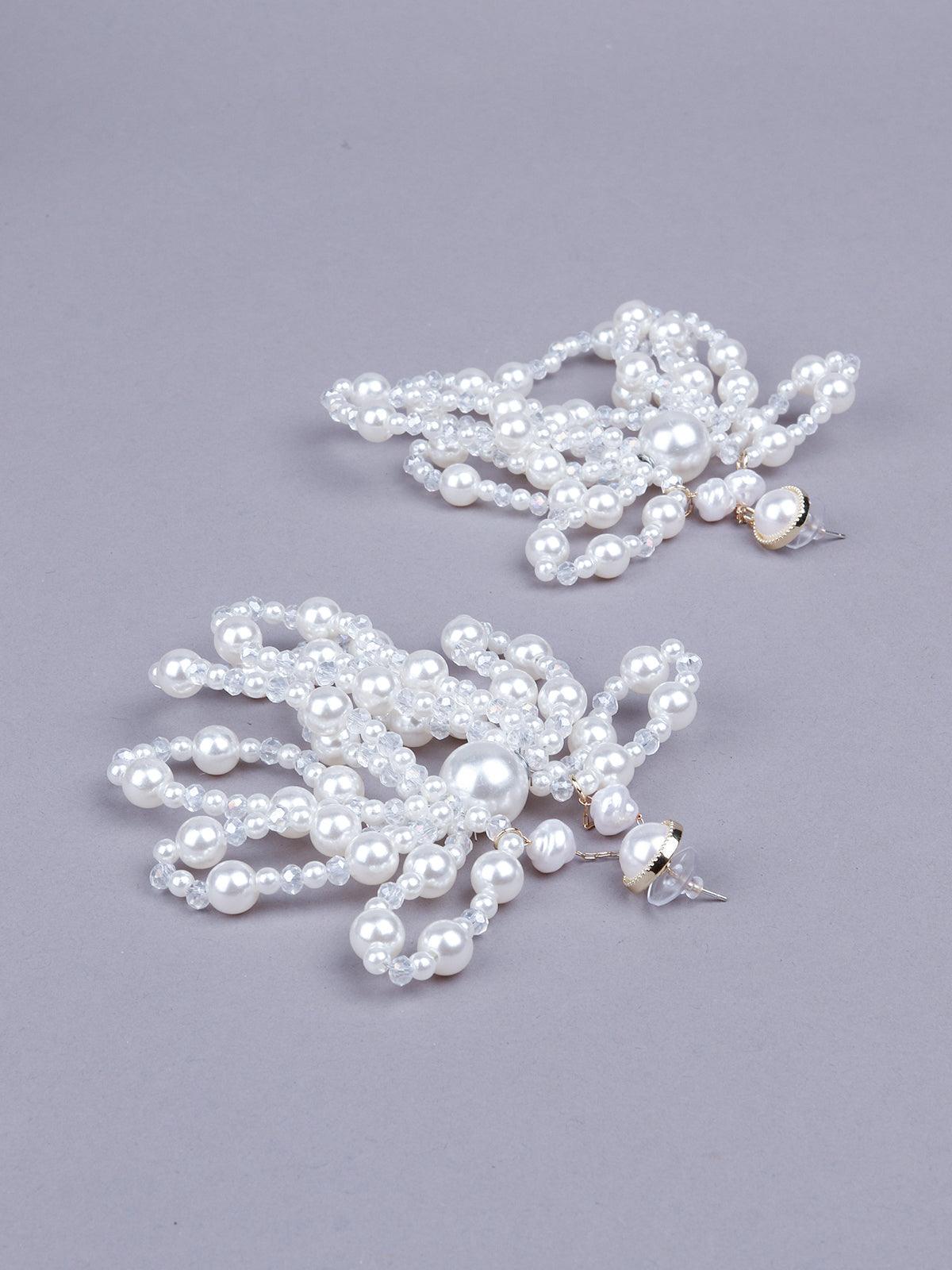 Women's Exquisite White Beaded Drop Earrings