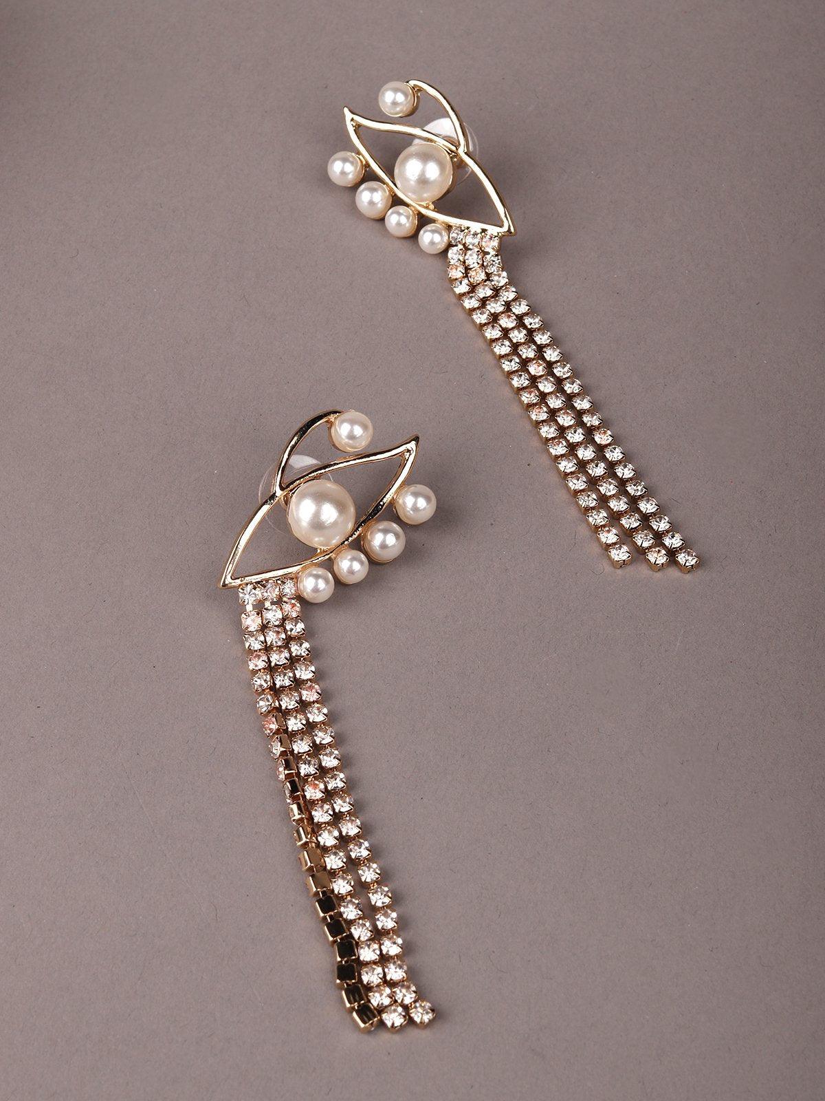 Women's Eye Shaped Moti Tassel Dash Earring