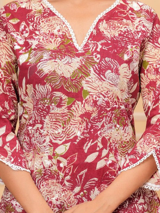 Women's Floral Print Wrap Top - Taantav