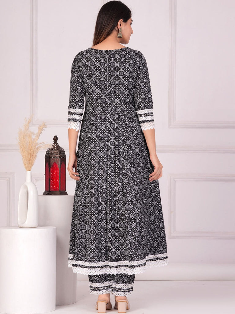 Women's Ethnic Motifs Printed Regular Anarkali Kurta & Palazzos With Dupatta