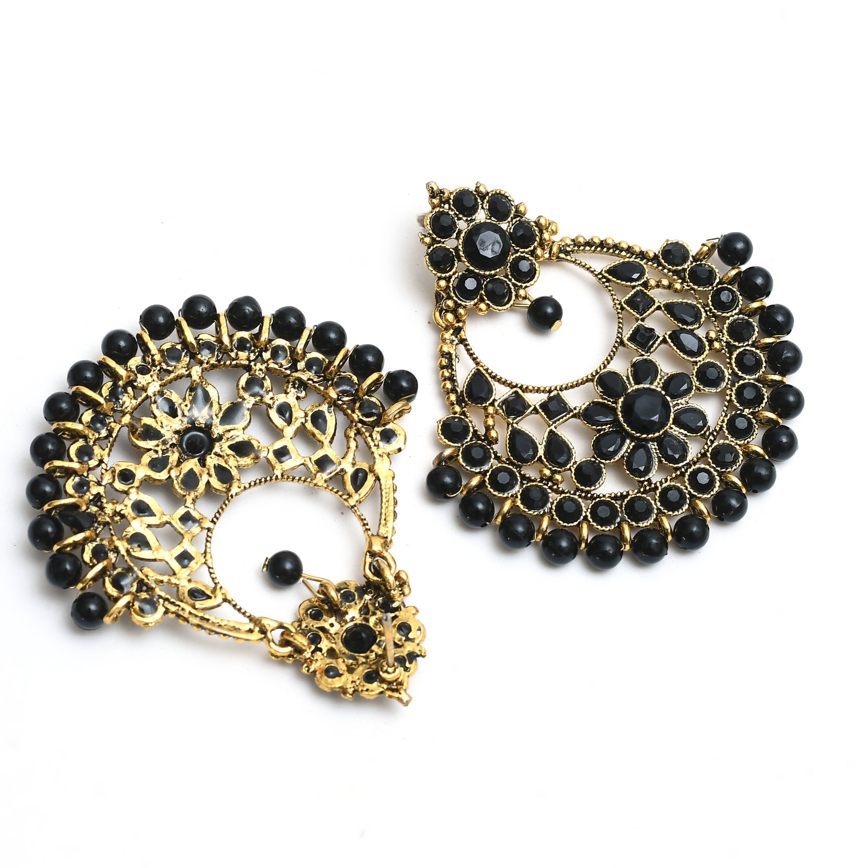 Kamal Johar Gold-Plated Kundan Earrings with P