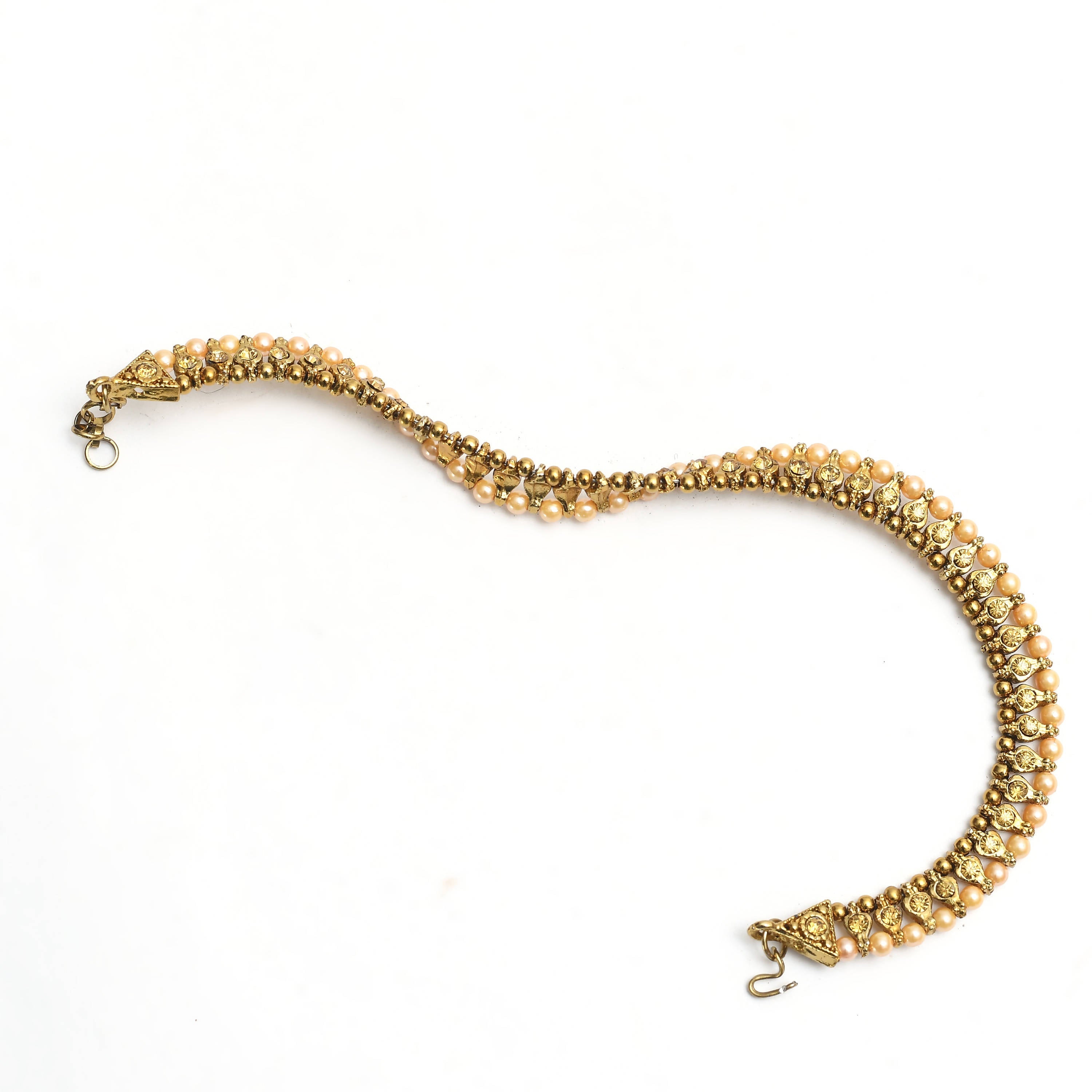 Johar Kamal Gold-Toned Kundan & Pearls Anklets for Women and Gir