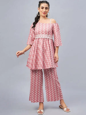 winered-woman-one-shoulder-chevron-ethnic-womens-co-ord-sets
