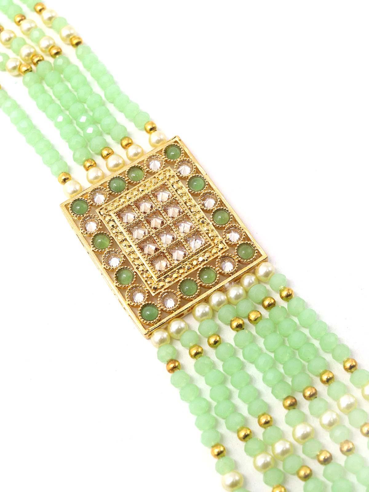 Women's Flaunting Green Beads And Pearl Necklac