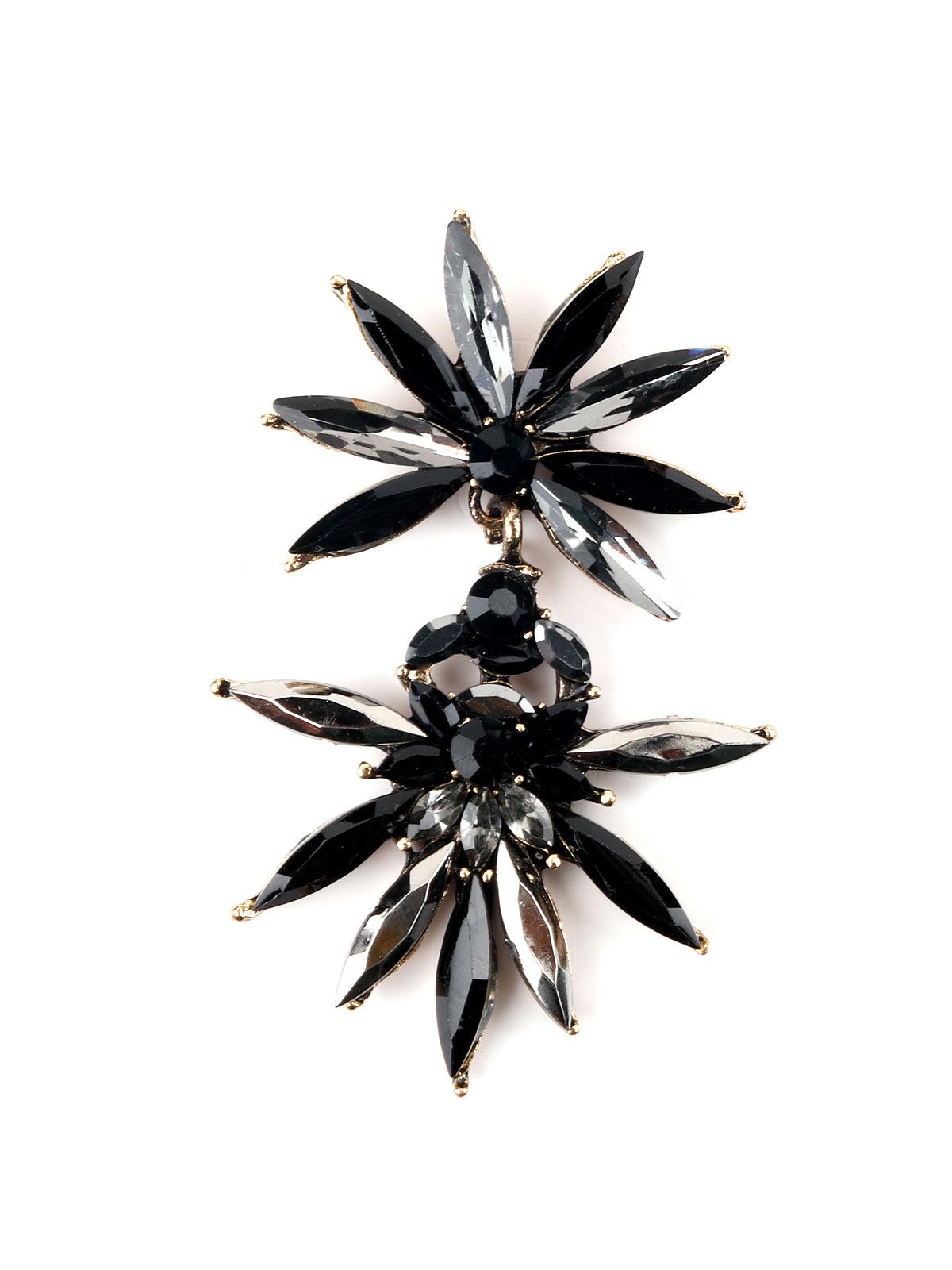 Women's Floral Black-Grey Cute Dangle Earring
