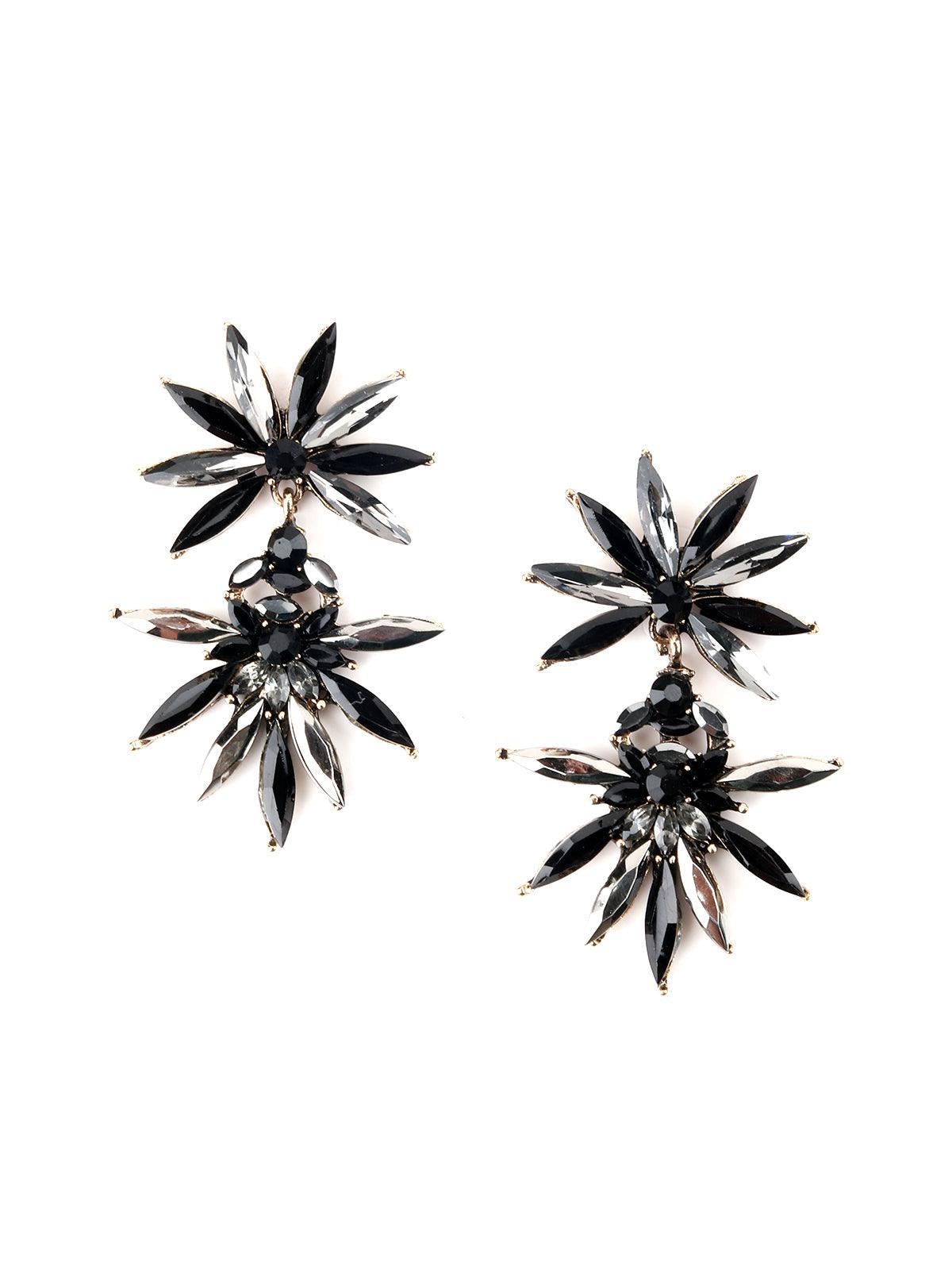 Women's Floral Black-Grey Cute Dangle Earring
