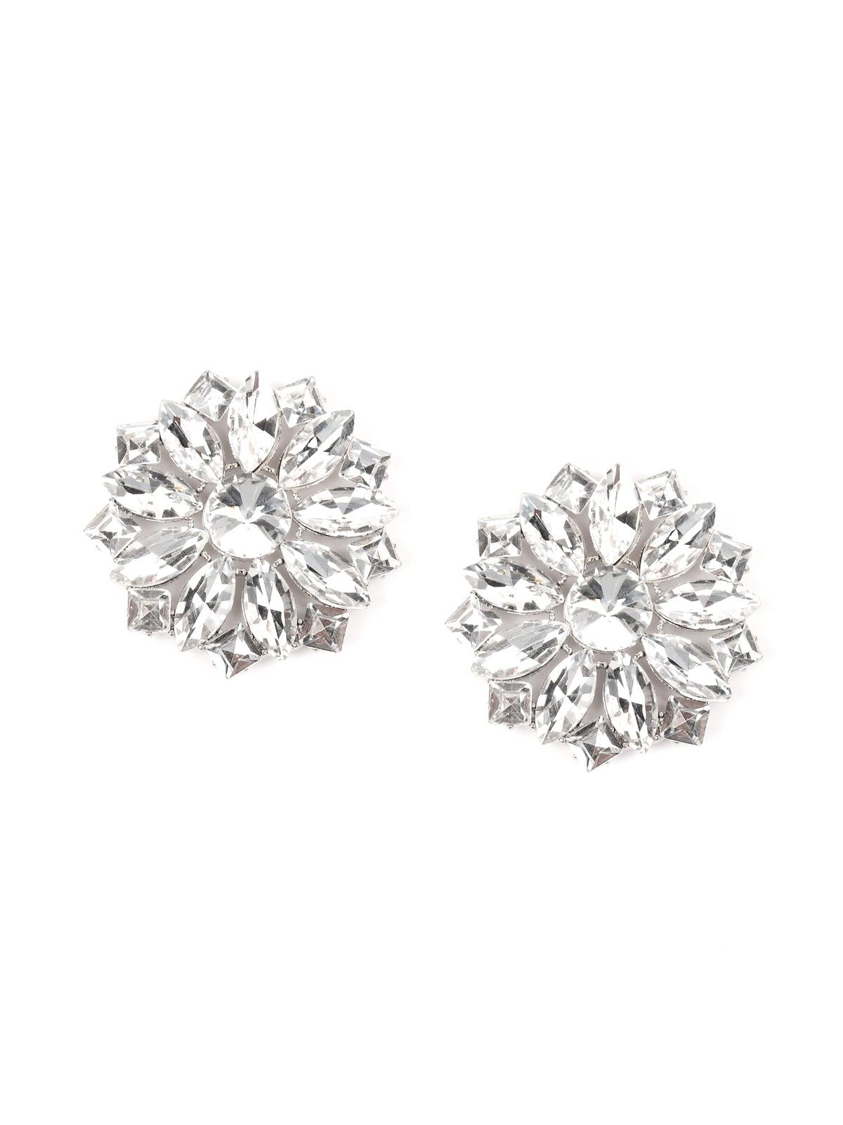 Women's Floral Crystal Statement Earring