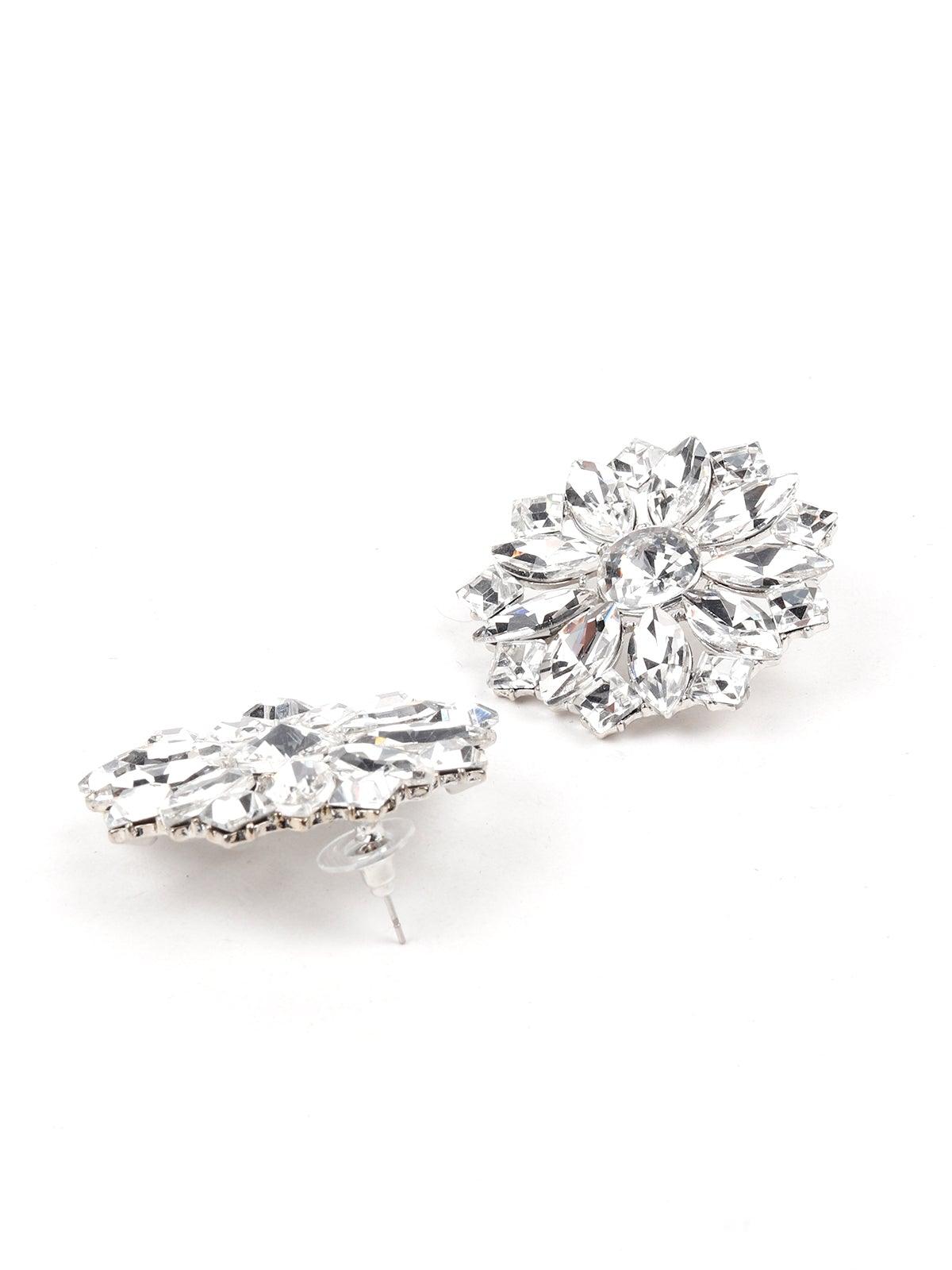 Women's Floral Crystal Statement Earring