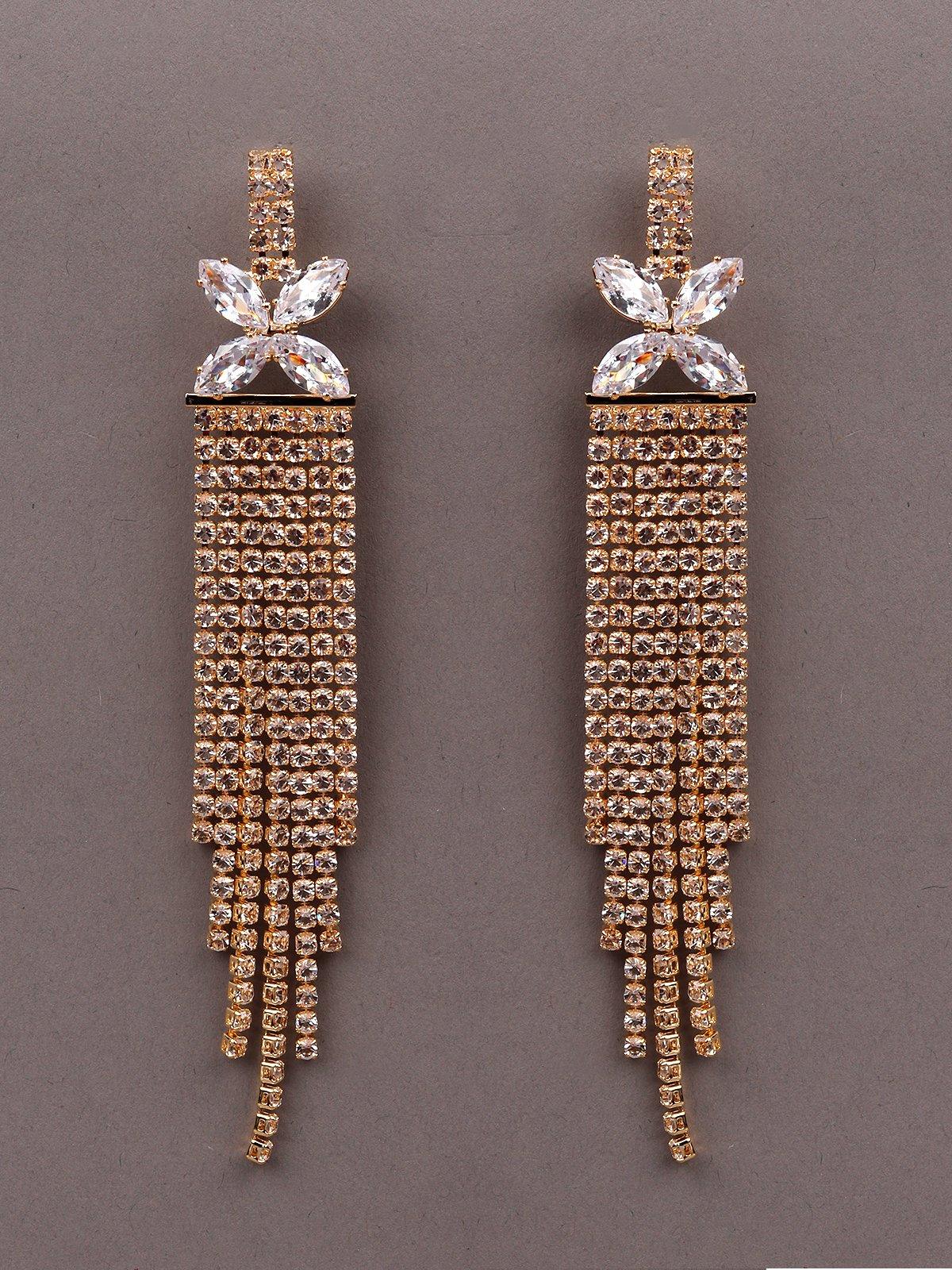 Women's Floral Gold-Tone Drop Tassel Earring