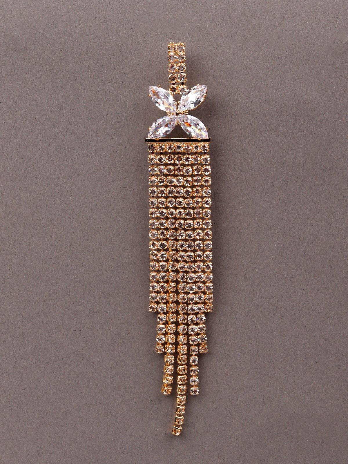 Women's Floral Gold-Tone Drop Tassel Earring