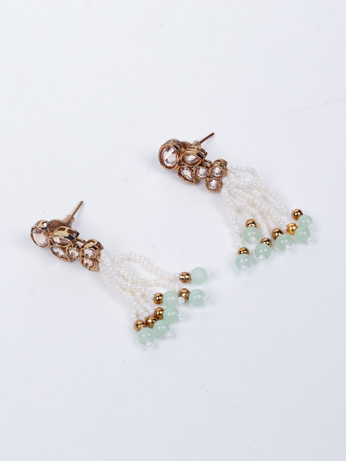 Women's Floral Kundan Pearl Choker With Earring
