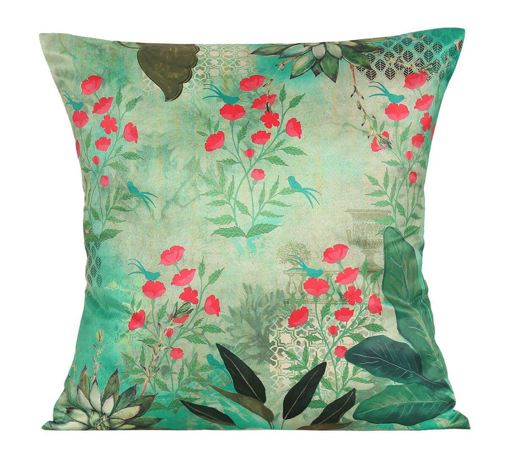 Floral Mystique Satin Blend Cushion Cover Set of 5