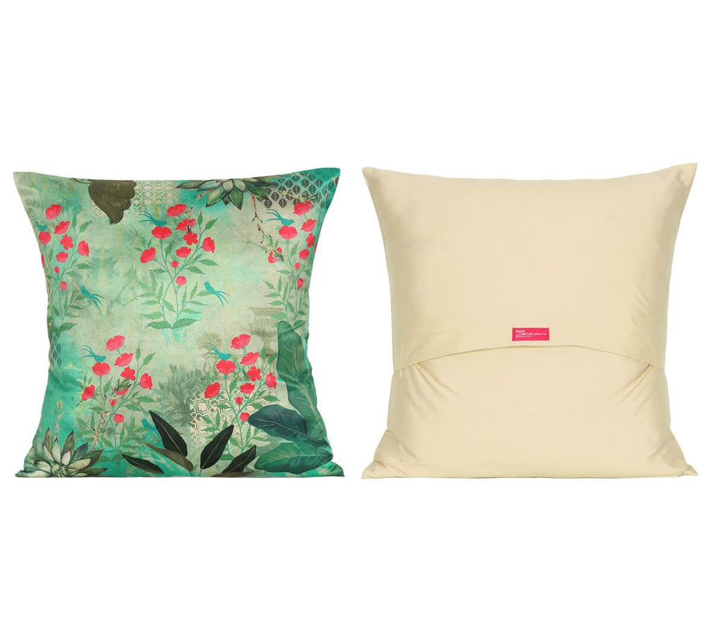 Floral Mystique Satin Blend Cushion Cover Set of 5