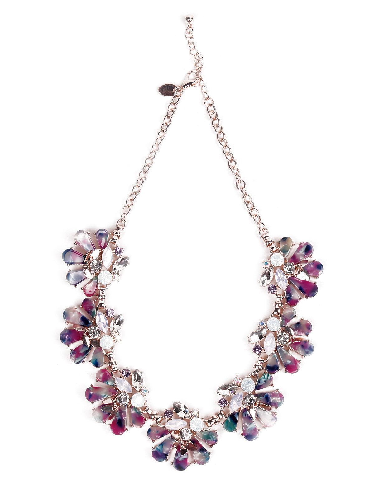 Women's Floral Purple Statement Necklac