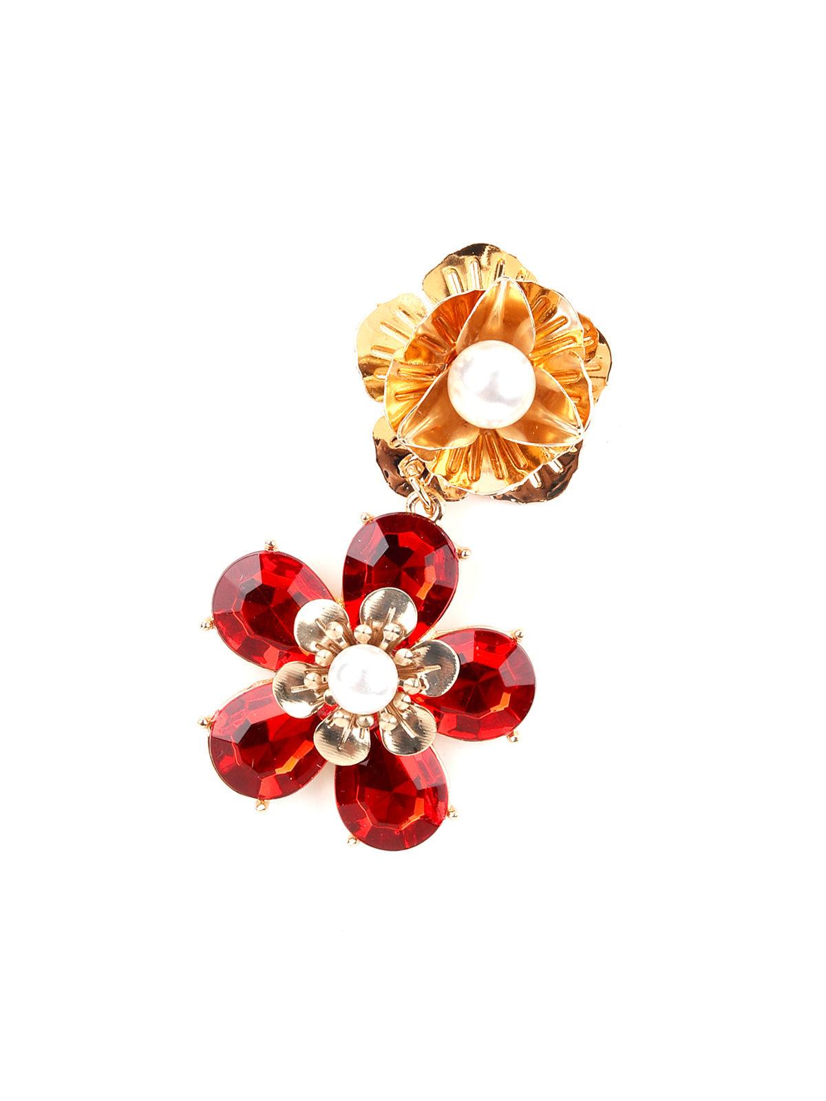 Women's Floral Red Stupendous Dangle Earring