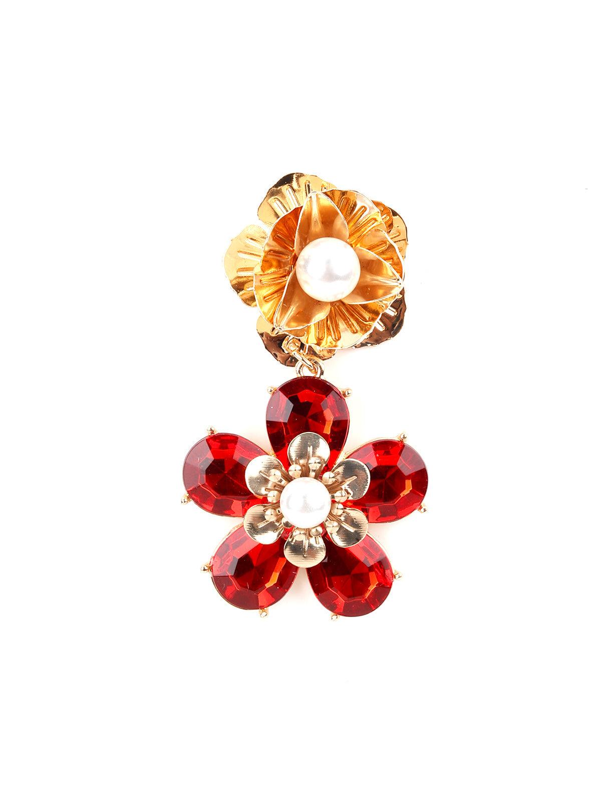 Women's Floral Red Stupendous Dangle Earring