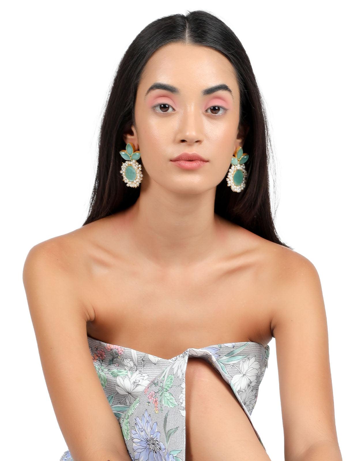 Women's Floral Stunning Light Blue Statement Earring