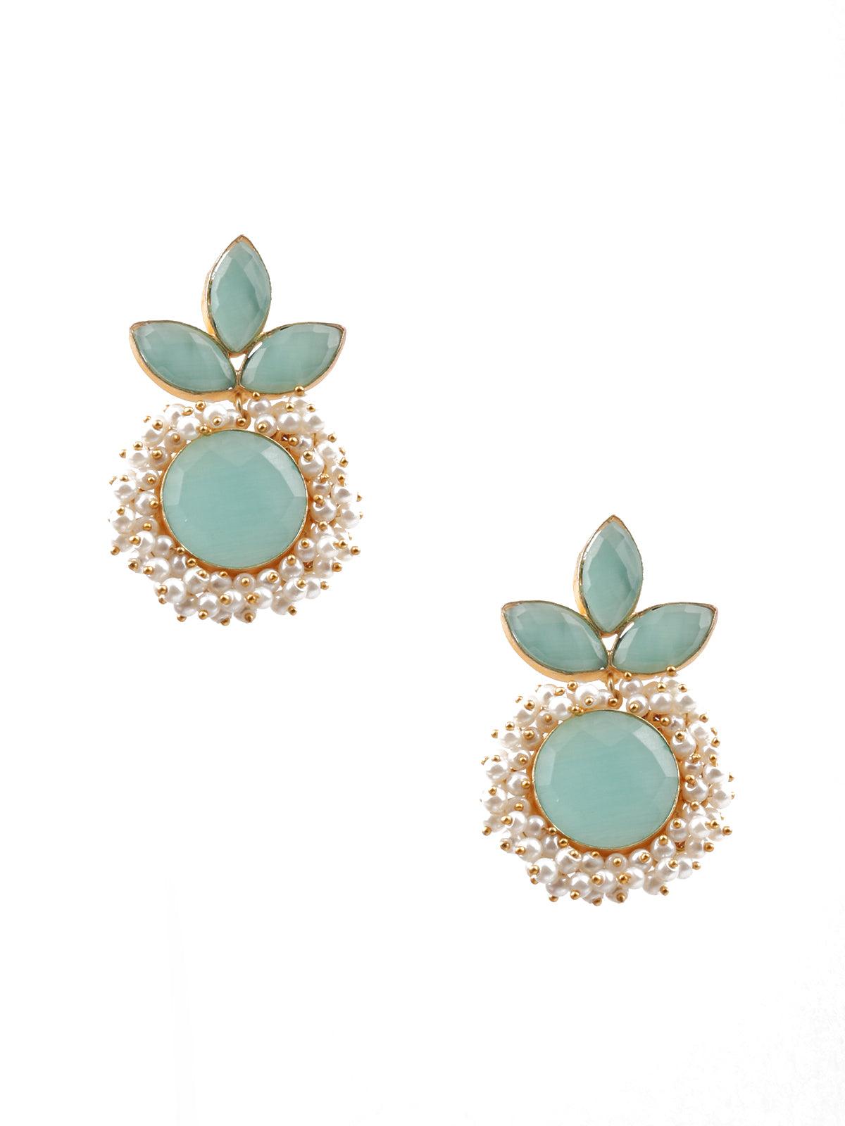 Women's Floral Stunning Light Blue Statement Earring