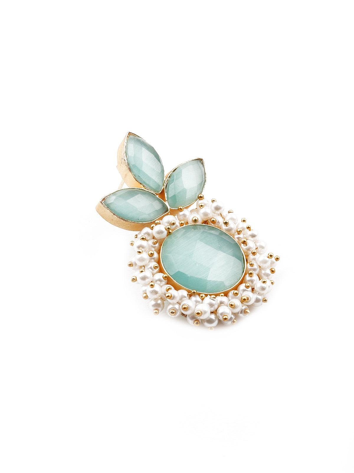 Women's Floral Stunning Light Blue Statement Earring