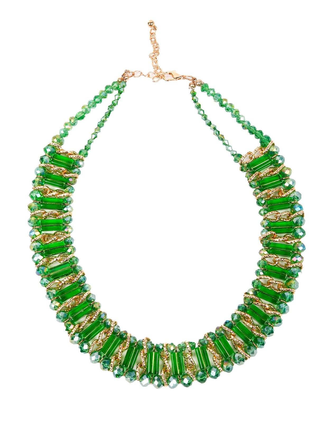 Women's Fluorescent Green Beaded Statement Necklac