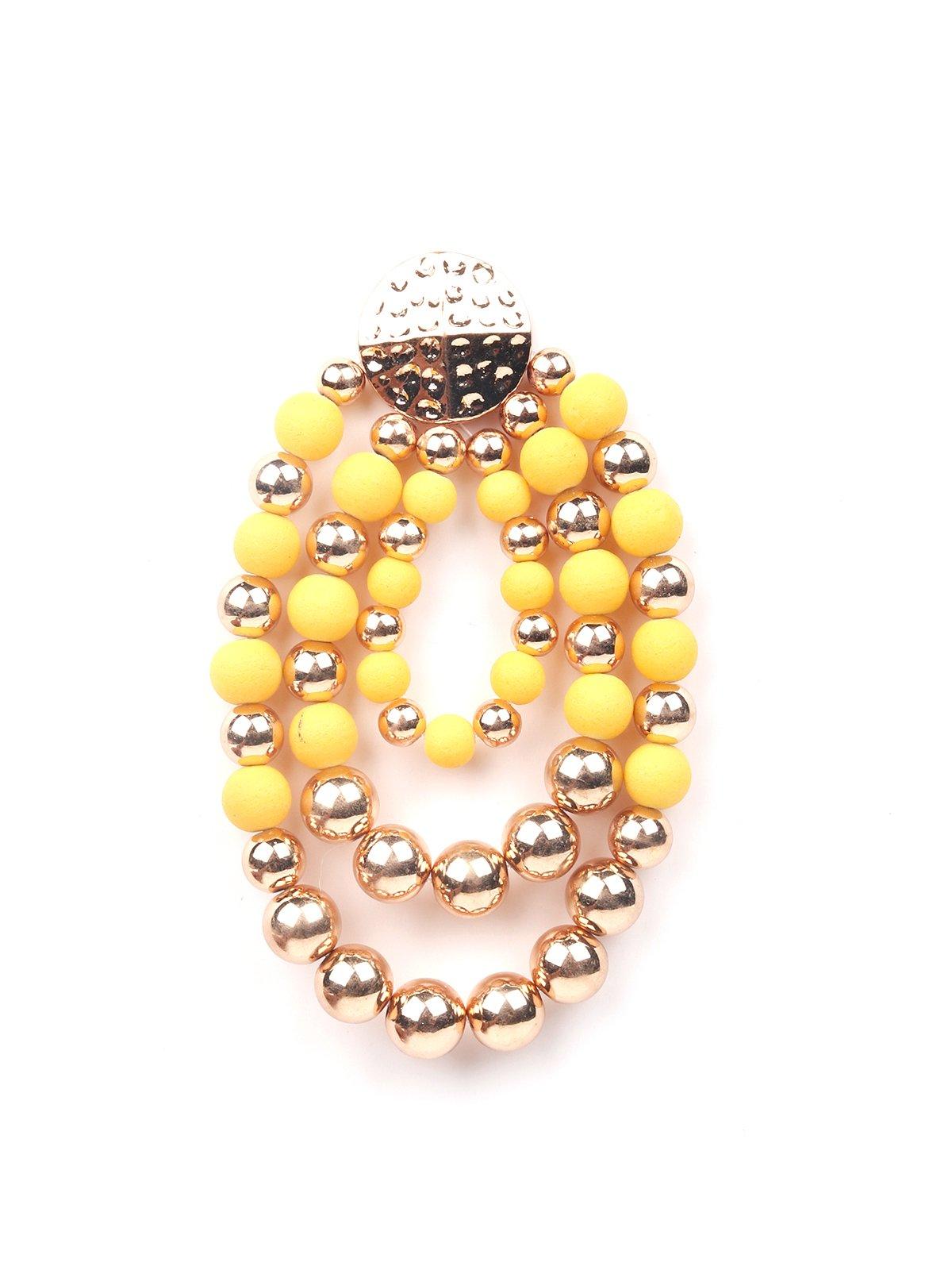 Women's Fresh Yellow And Gold Beaded Hoop Earring