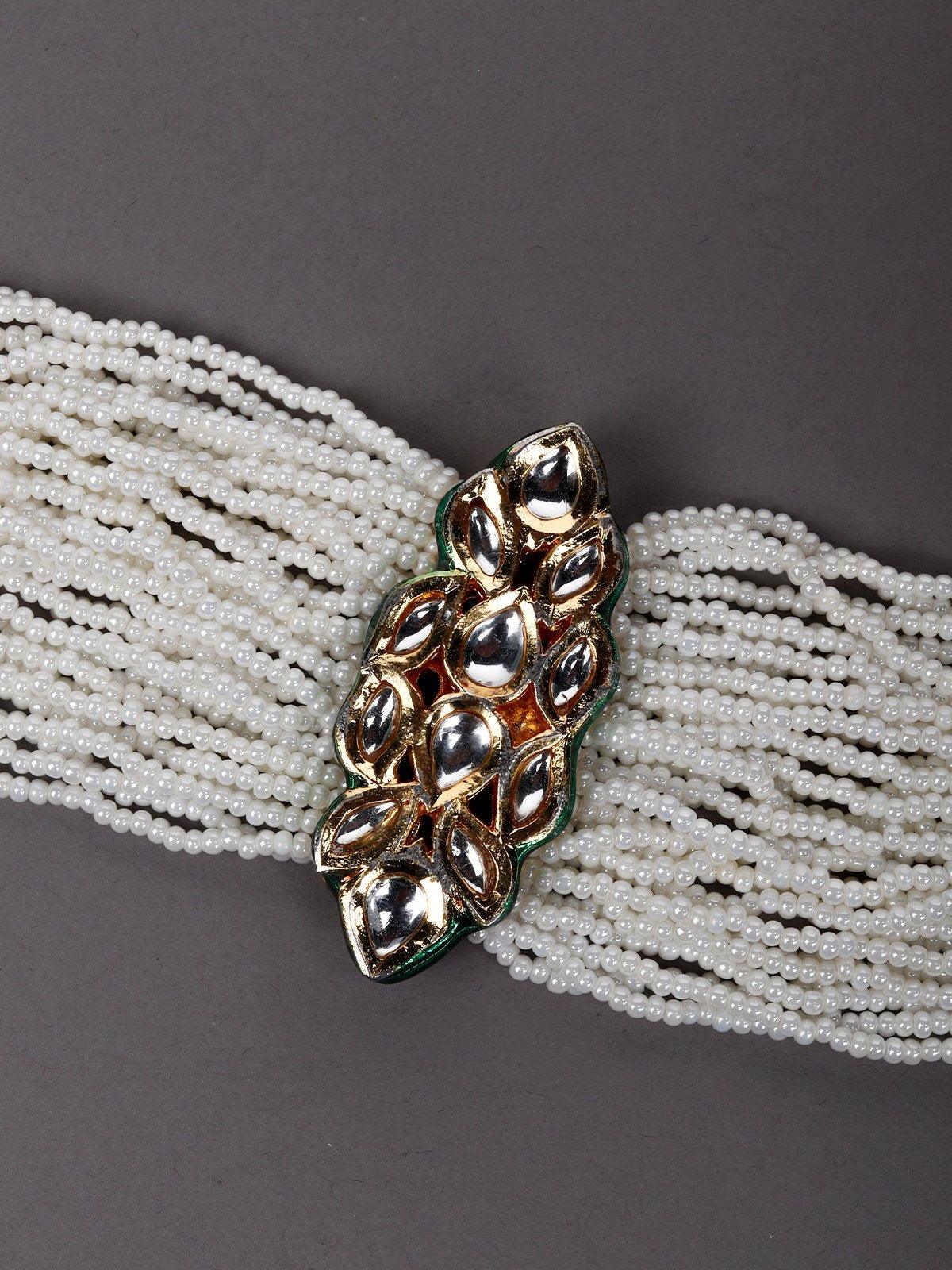 Women's Fully Beaded Bracelet With Kundan Wor