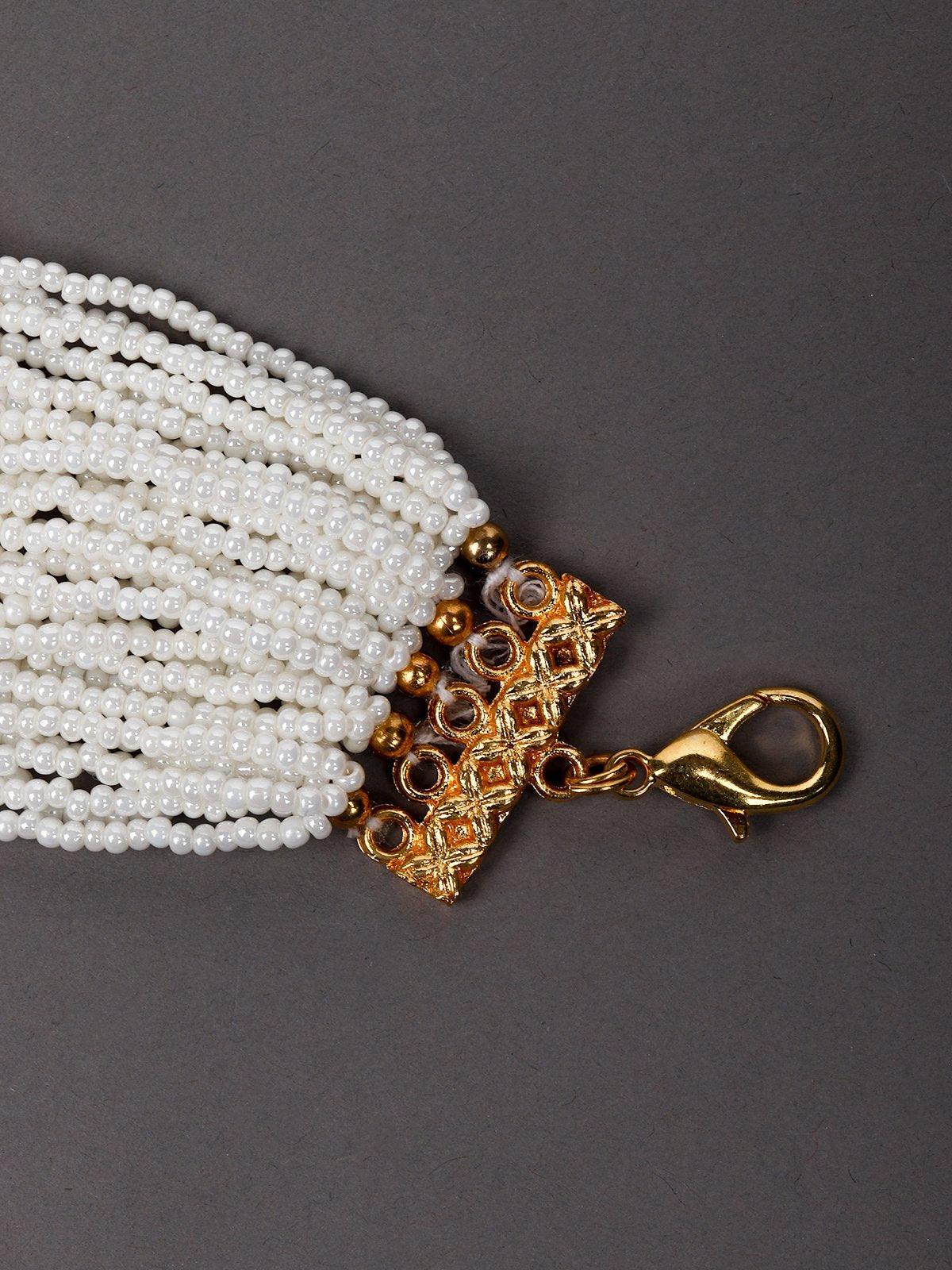 Women's Fully Beaded Bracelet With Kundan Wor
