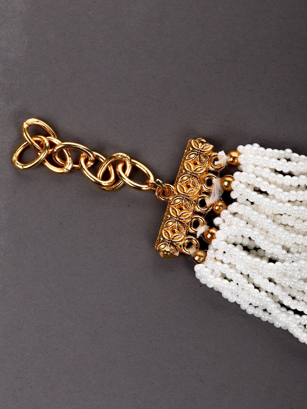 Women's Fully Beaded Bracelet With Kundan Wor