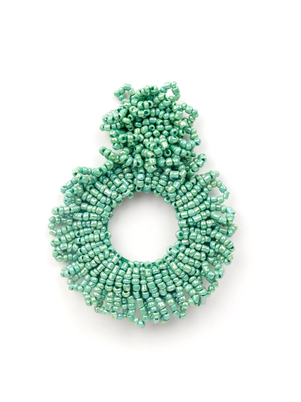Women's Fully Beaded Green Hoop Earring