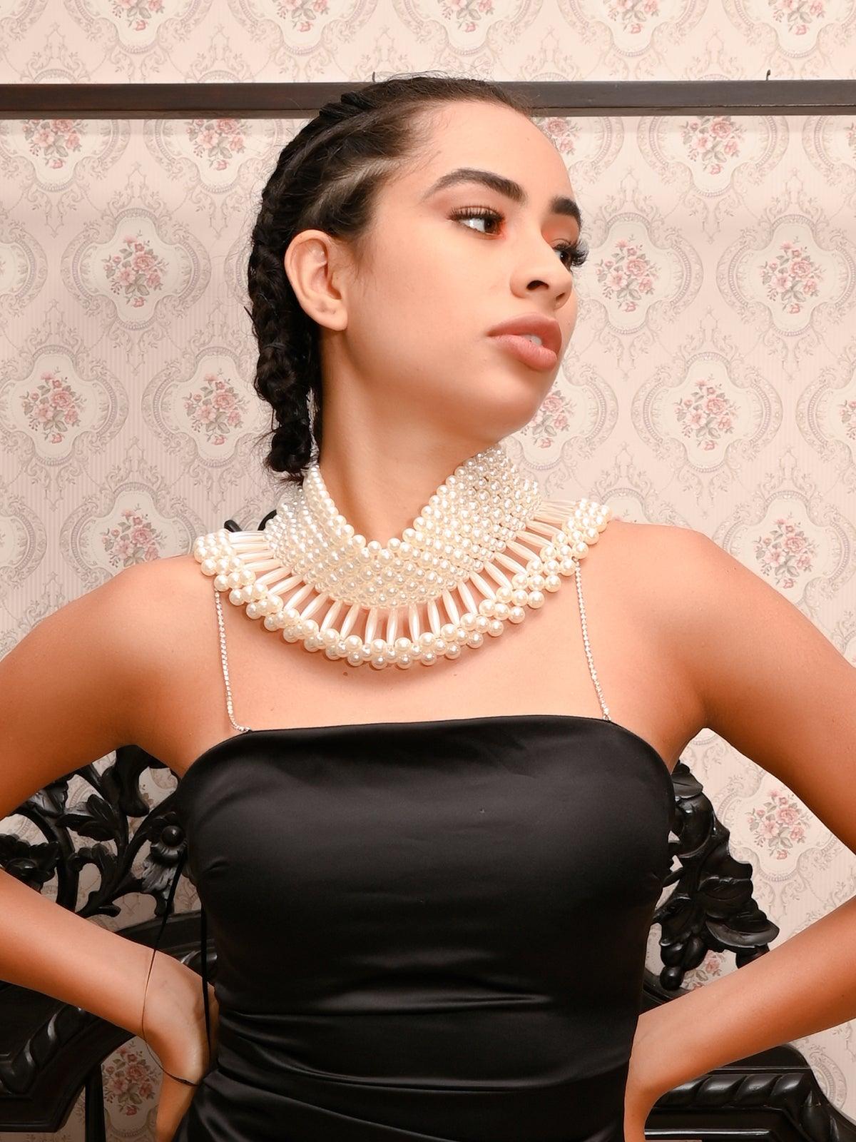 Women's Fully Pearl-Embellished Queen'S Necklac