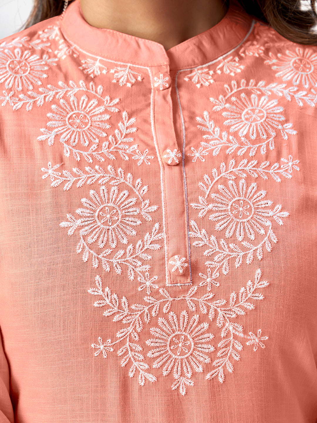 Women's Peach Rayon Kurta With Pant & Dupatt