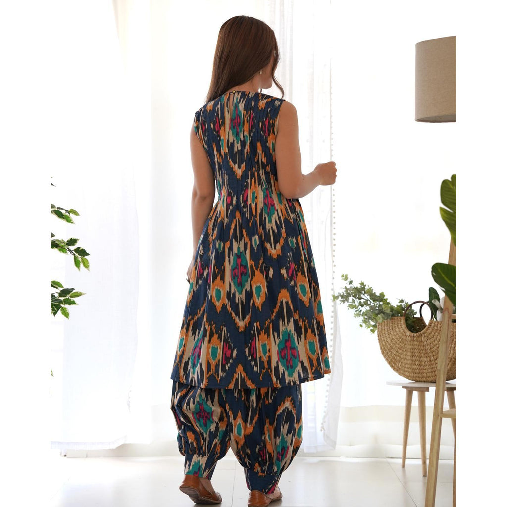 Women's Blue Ikat Co-Ord Set