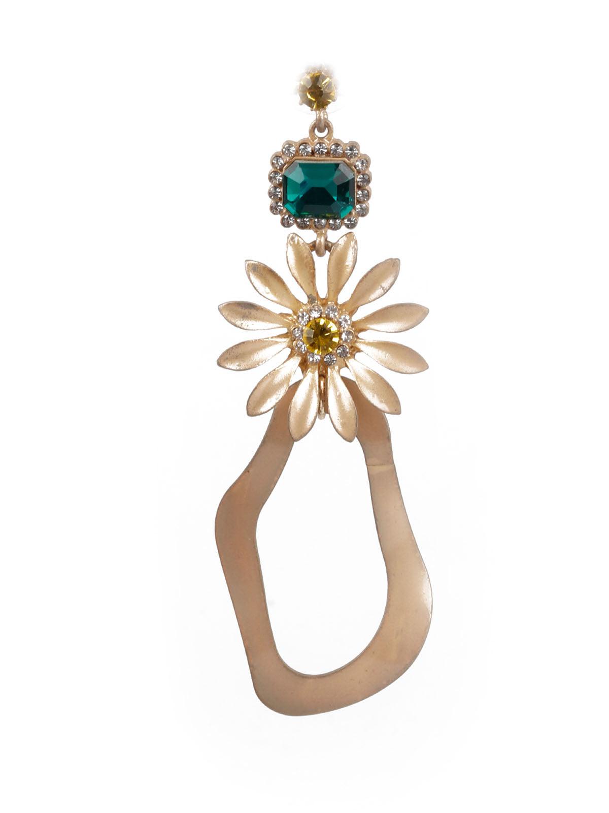 Women's Gold And Green Dangle Earring