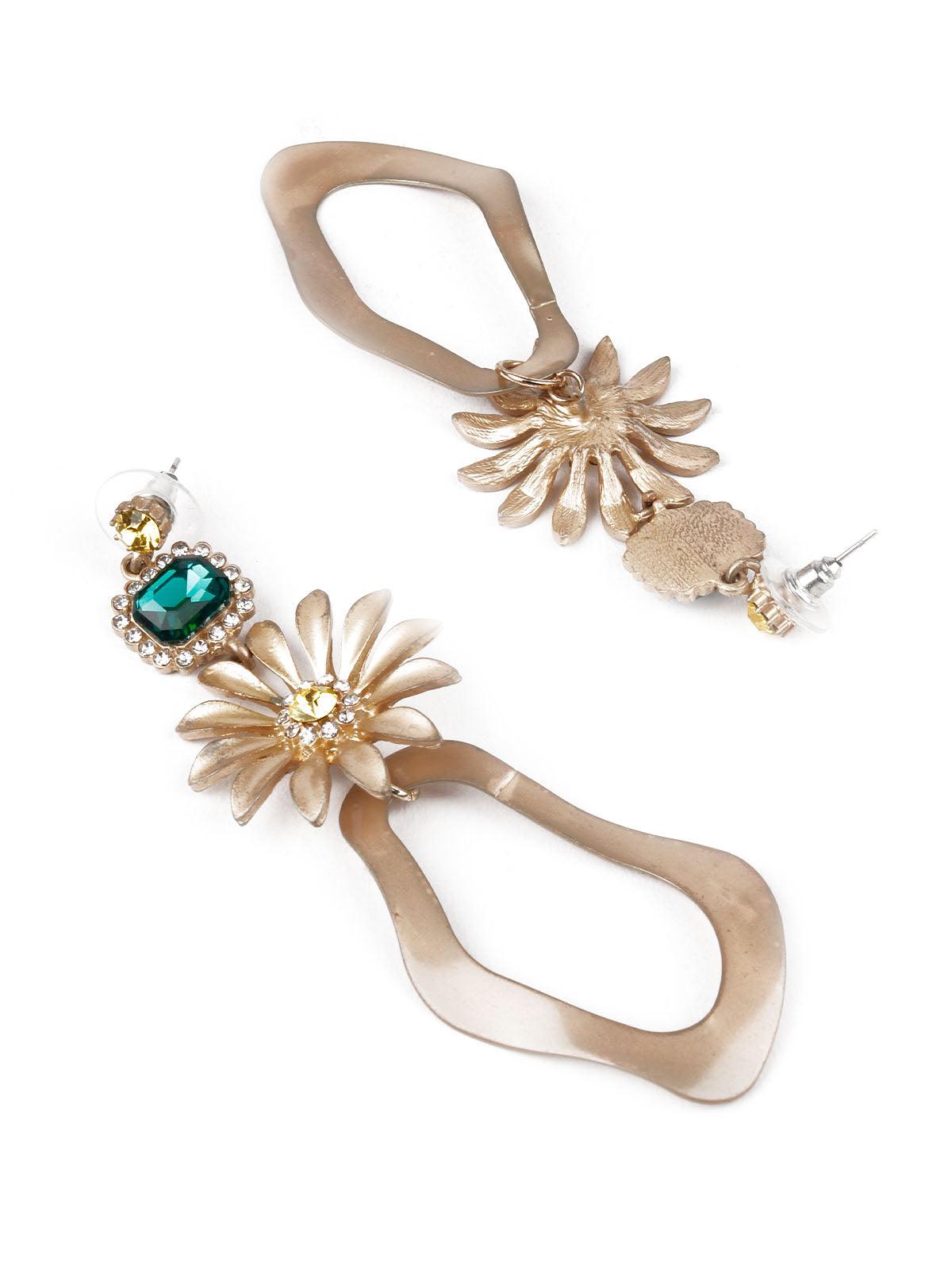 Women's Gold And Green Dangle Earring