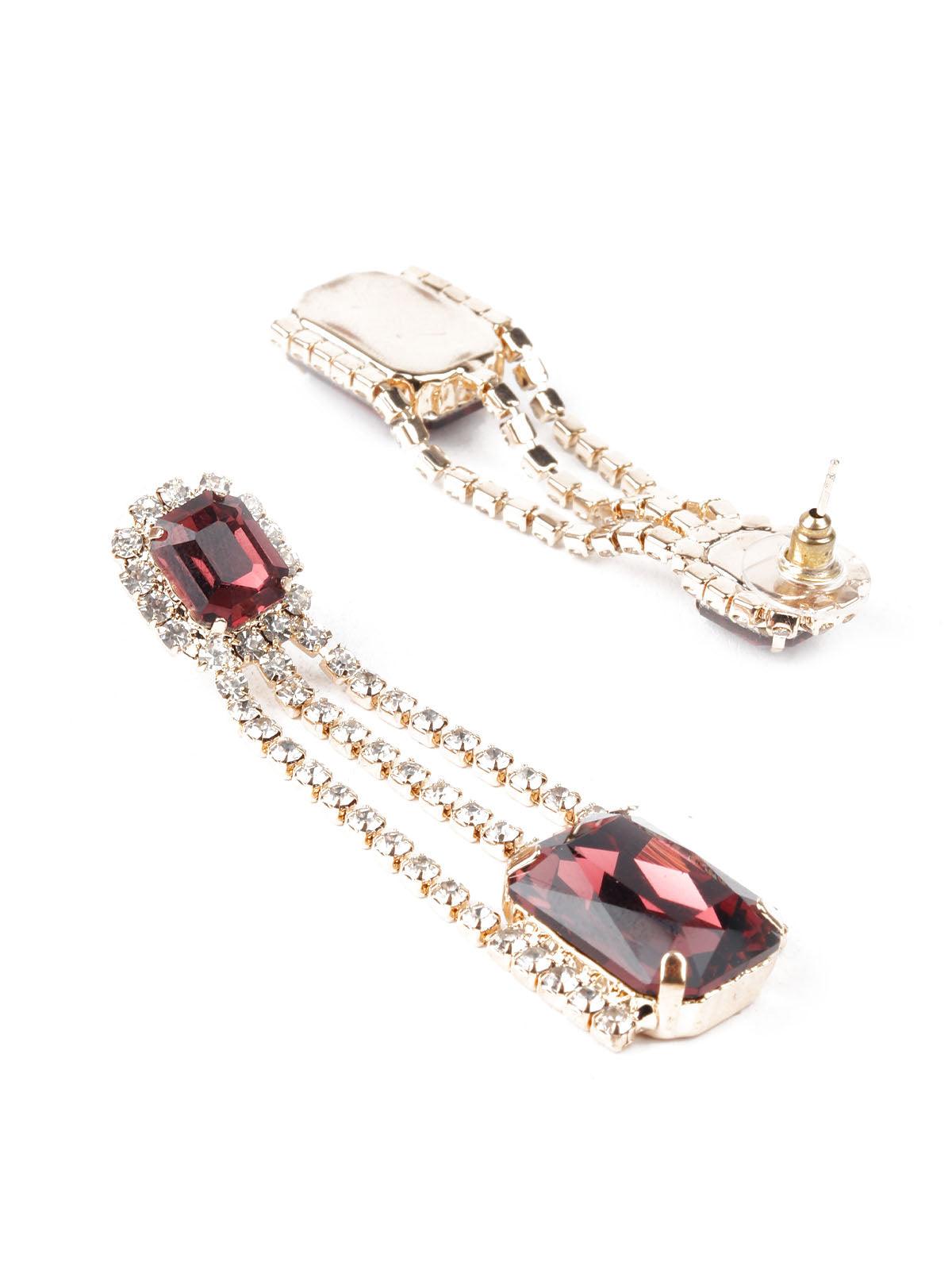 Women's Gold And Purple Dangler Earring