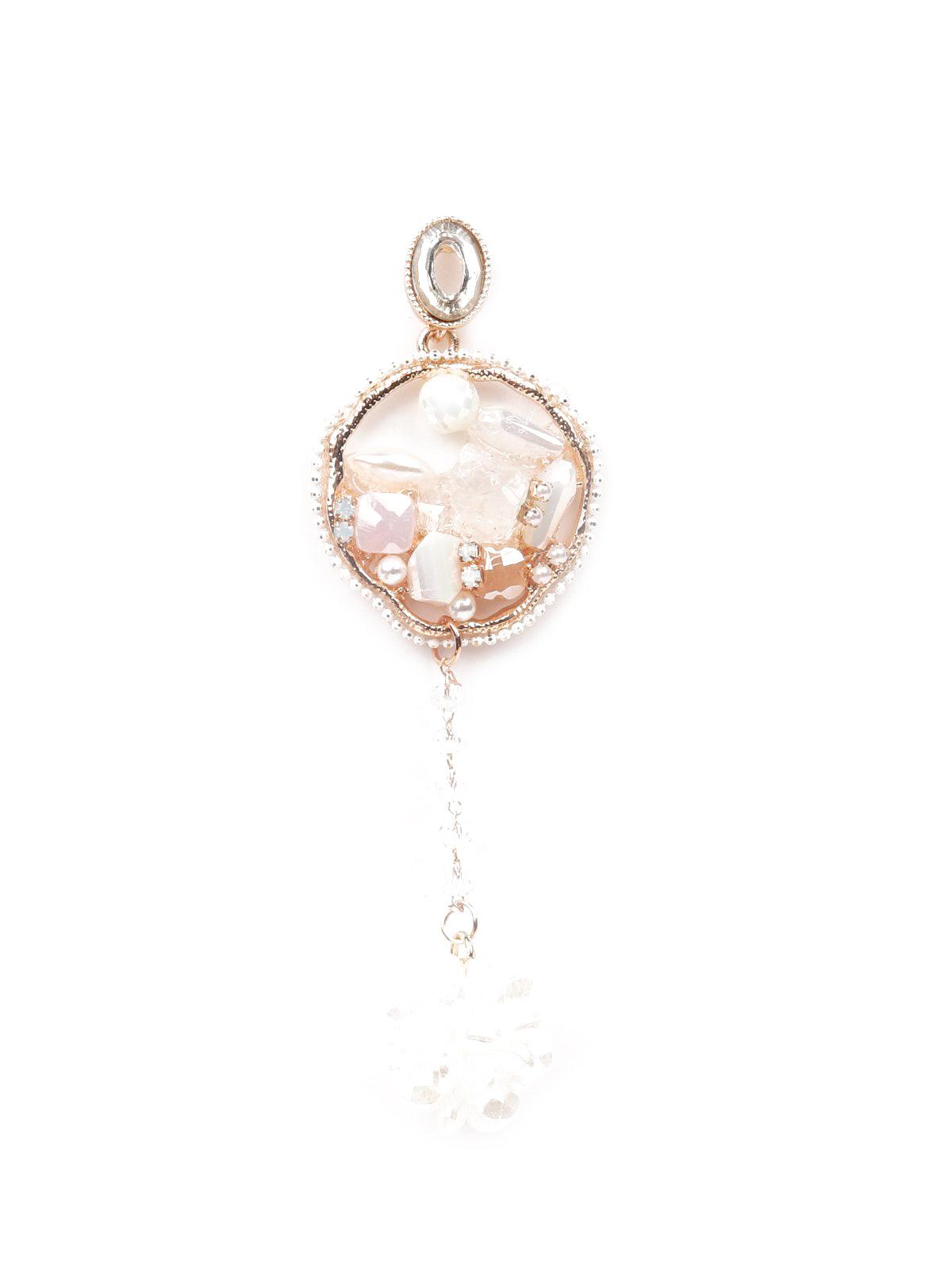 Women's Gold And White Beaded Earring