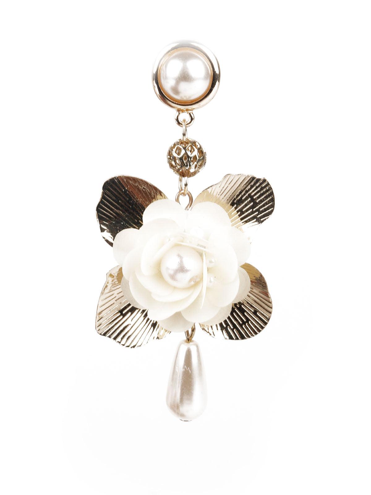 Women's Gold And White Dangle Earring