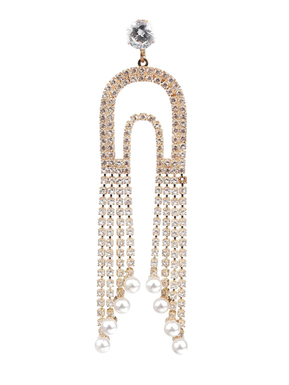 Women's Gold And White Dangle Earring