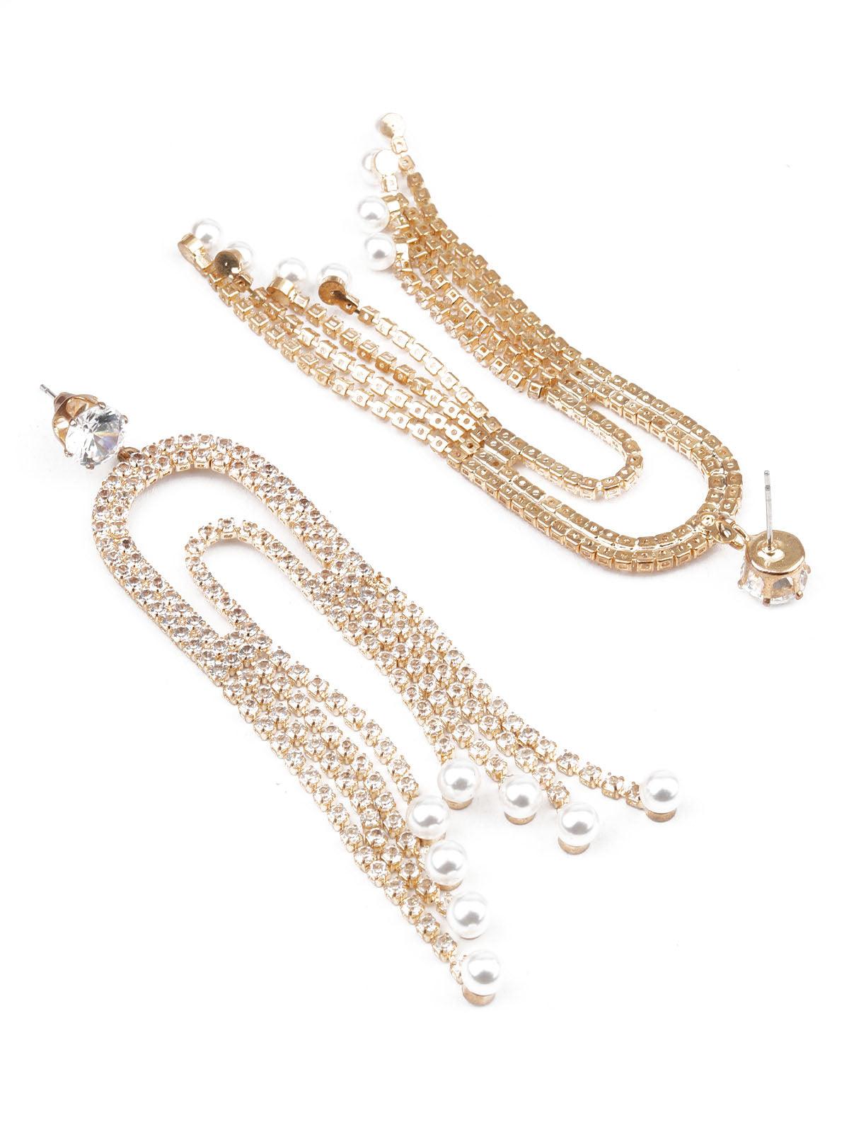 Women's Gold And White Dangle Earring
