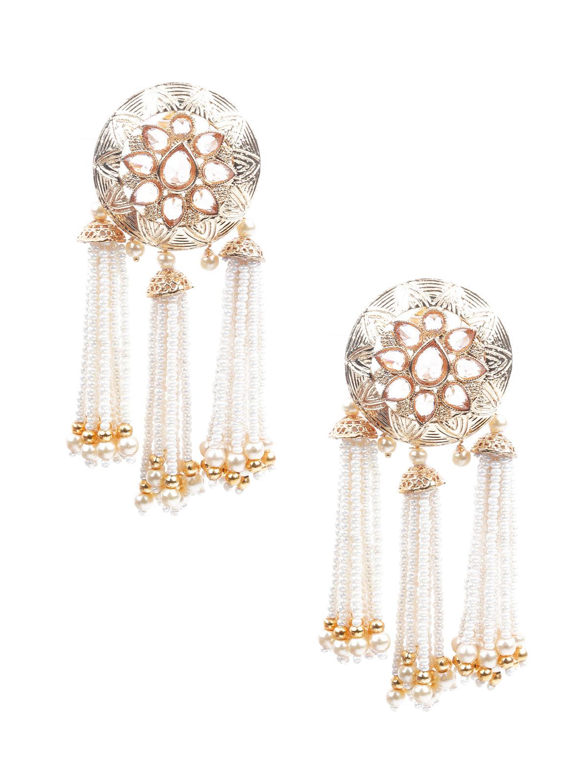Women's Gold And White Dangler Earring